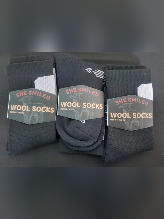 Other - Black Merino Wool Socks 3 Pack - Men's Comfortable Wool Socks